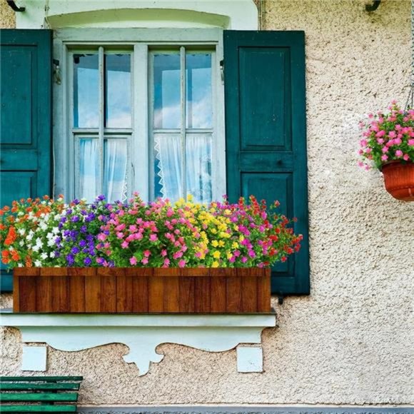 6 Bundles Outdoor Pink Artificial Flowers UV Resistant Fake Boxwood Plants Faux - Picture 2 of 7